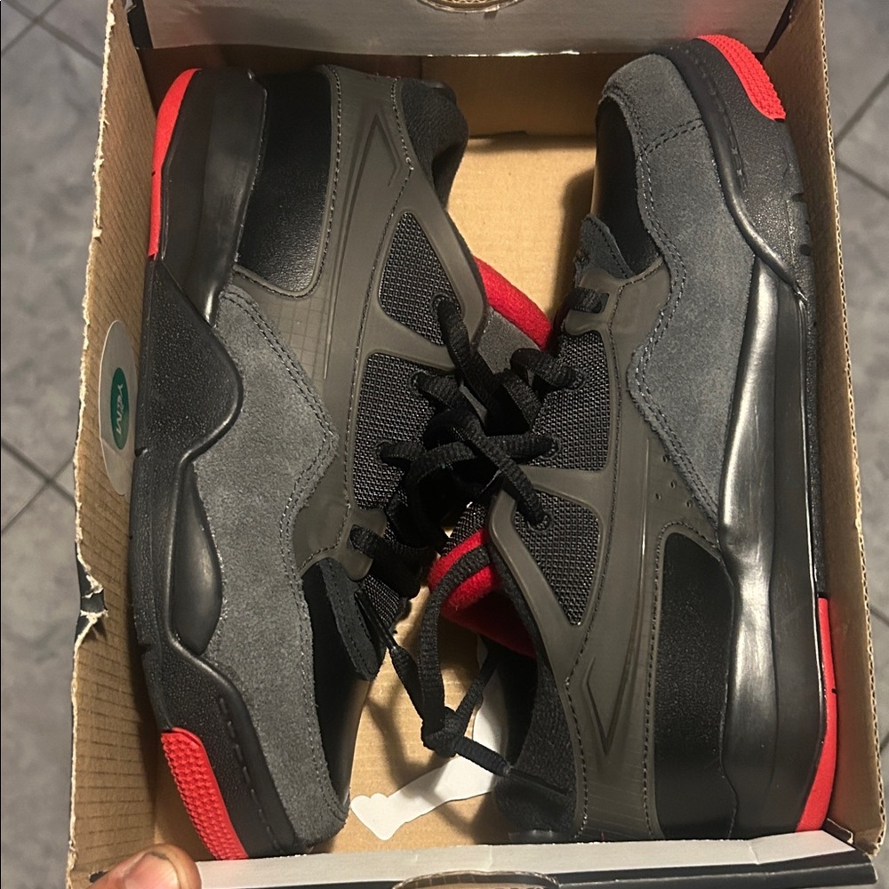 Jordan Kids Black and Gray Sneakers with Red Highlights